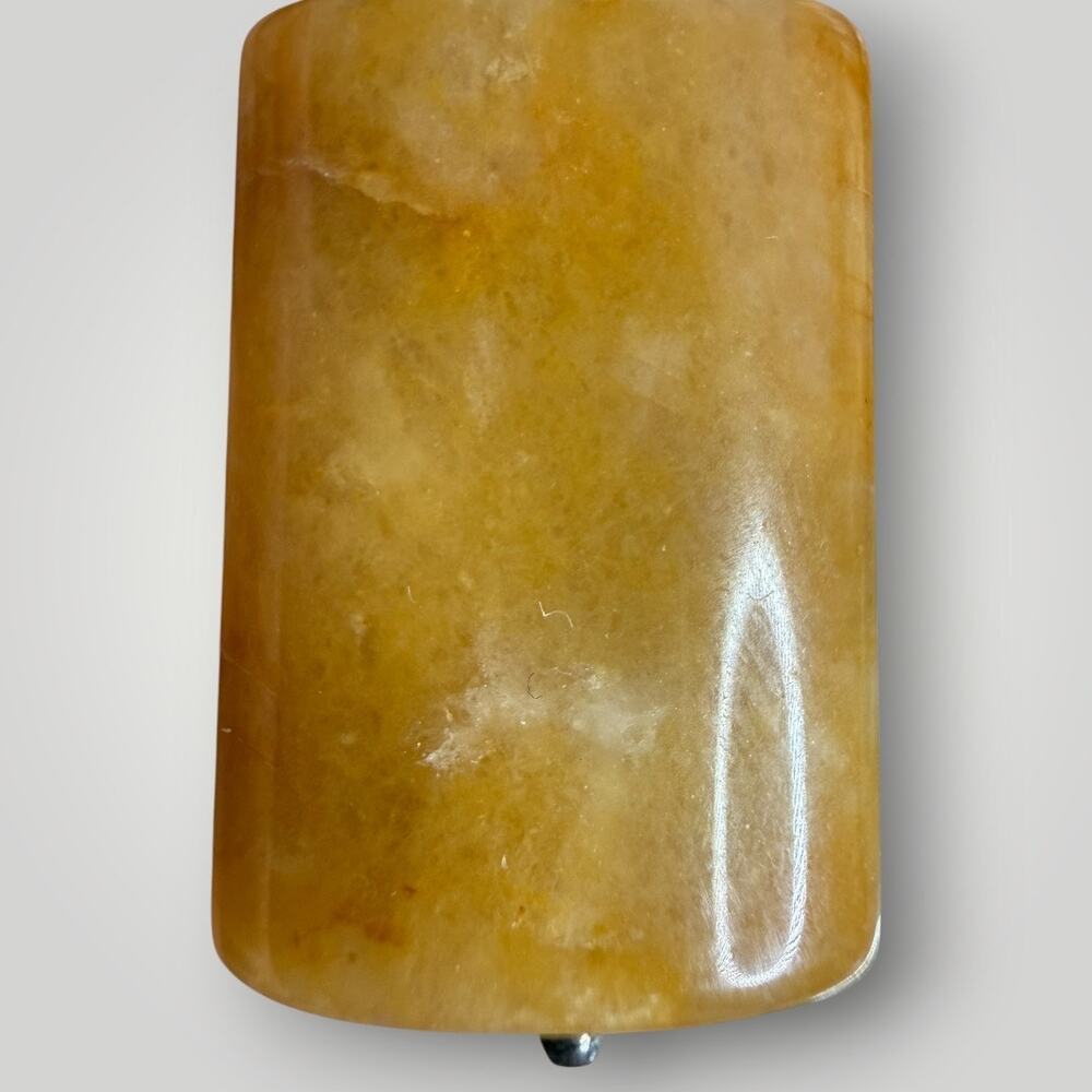 Vintage Tiger Eye Gemstone Chip Necklace Sterling Silver 925 Yellow Jade Pendant - Picture 4 of 13